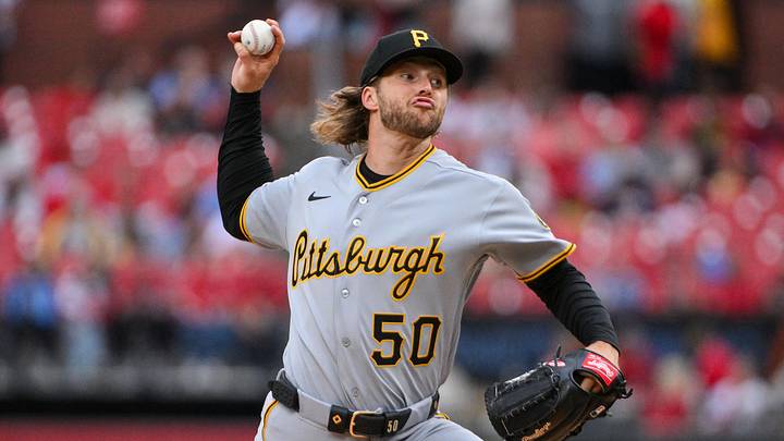 May 20, 2026; St. Louis, Missouri, USA; Pittsburgh Pirates starting pitcher Carmen Mlodzinski (50) pitches against the St. Louis Cardinals during the first inning at Busch Stadium. Mandatory Credit: Jeff Curry-Imagn Images May 20, 2026; St. Louis, Missouri, USA; Pittsburgh Pirates starting pitcher Carmen Mlodzinski (50) pitches against the St. Louis Cardinals during the first inning at Busch Stadium. Mandatory Credit: Jeff Curry-Imagn Images