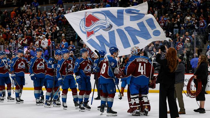 Jan 8, 2026; Denver, Colorado, USA; Colorado Avalanche players celebrate after the game against the Ottawa Senators at Ball Arena. Mandatory Credit: Isaiah J. Downing-Imagn Images Jan 8, 2026; Denver, Colorado, USA; Colorado Avalanche players celebrate after the game against the Ottawa Senators at Ball Arena. Mandatory Credit: Isaiah J. Downing-Imagn Images