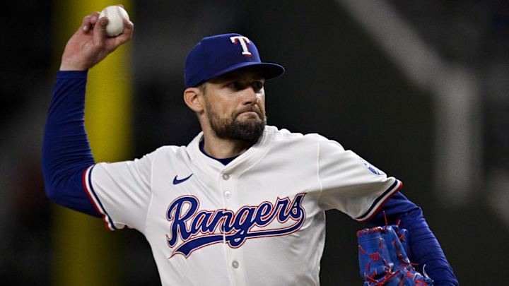 Texas Rangers starting pitcher Nathan Eovaldi (17) pitches against the Arizona Diamondbacks during the fourth inning at Globe Life Field. Texas Rangers starting pitcher Nathan Eovaldi (17) pitches against the Arizona Diamondbacks during the fourth inning at Globe Life Field.