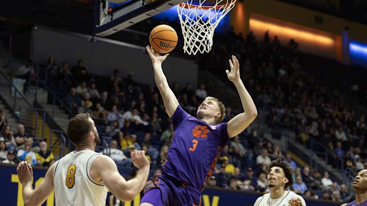 Clemson forward Chase Thompson (3) will be a key piece for the Tigers in the 2026-27 season. Clemson forward Chase Thompson (3) will be a key piece for the Tigers in the 2026-27 season.