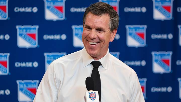 Apr 5, 2026; New York, New York, USA; New York Rangers head coach Mike Sullivan speaks to reporters after an 8-1 win against the Washington Capitals at Madison Square Garden. Apr 5, 2026; New York, New York, USA; New York Rangers head coach Mike Sullivan speaks to reporters after an 8-1 win against the Washington Capitals at Madison Square Garden.