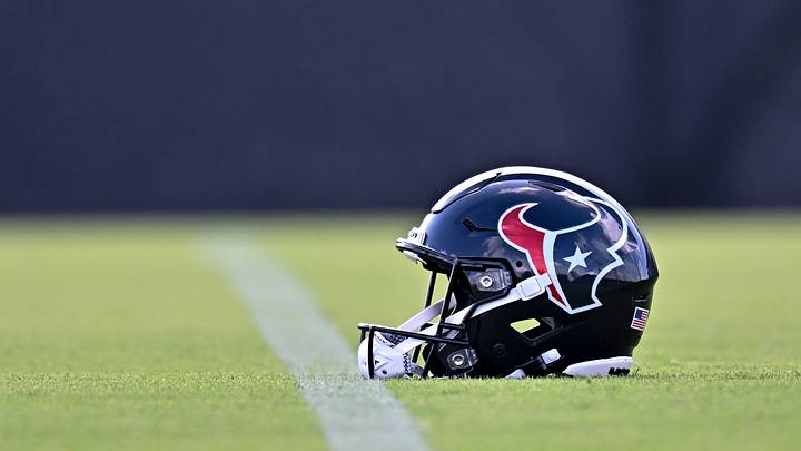 Jun 10, 2026; Houston, Texas, USA; A detail view of a Houston Texans helmet on the field during the team’s minicamp at Houston Methodist Training Center. Mandatory Credit: Maria Lysaker-Imagn Images Jun 10, 2026; Houston, Texas, USA; A detail view of a Houston Texans helmet on the field during the team’s minicamp at Houston Methodist Training Center. Mandatory Credit: Maria Lysaker-Imagn Images