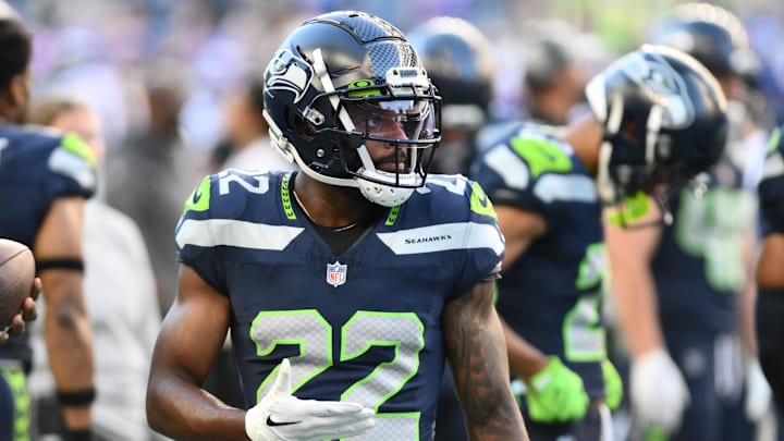 Aug 10, 2023; Seattle, Washington, USA; Seattle Seahawks cornerback Tre Brown (22) during warmups prior to the game at Lumen Field.