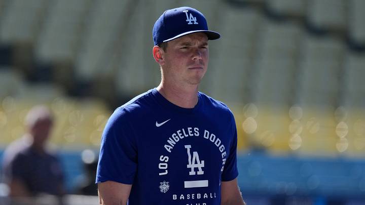 Jun 16, 2026; Los Angeles, California, USA; Los Angeles Dodgers catcher Will Smith during batting practice before the game against the Tampa Bay Rays at Dodger Stadium. Mandatory Credit: Kirby Lee-Imagn Images Jun 16, 2026; Los Angeles, California, USA; Los Angeles Dodgers catcher Will Smith during batting practice before the game against the Tampa Bay Rays at Dodger Stadium. Mandatory Credit: Kirby Lee-Imagn Images