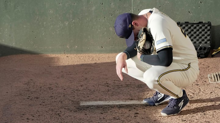 Milwaukee Brewers pitcher Craig Yoho (48) is shown in the bullpen during the ninth inning of their game against the Philadelphia Phillies Monday, September 1, 2025 at American Family Field in Milwaukee, Wisconsin.Mark Hoffman/Milwaukee Journal Sentinel Milwaukee Brewers pitcher Craig Yoho (48) is shown in the bullpen during the ninth inning of their game against the Philadelphia Phillies Monday, September 1, 2025 at American Family Field in Milwaukee, Wisconsin.Mark Hoffman/Milwaukee Journal Sentinel