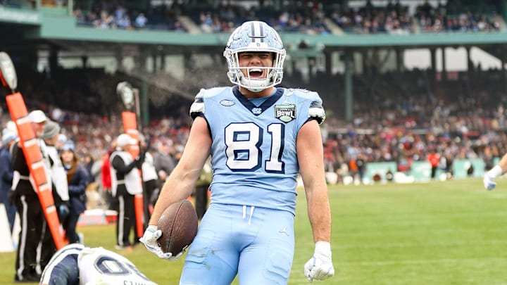 Fenway Bowl (Dec. 28): North Carolina's John Copenhaver celebrates after catching a touchdown against UConn. Fenway Bowl (Dec. 28): North Carolina's John Copenhaver celebrates after catching a touchdown against UConn.