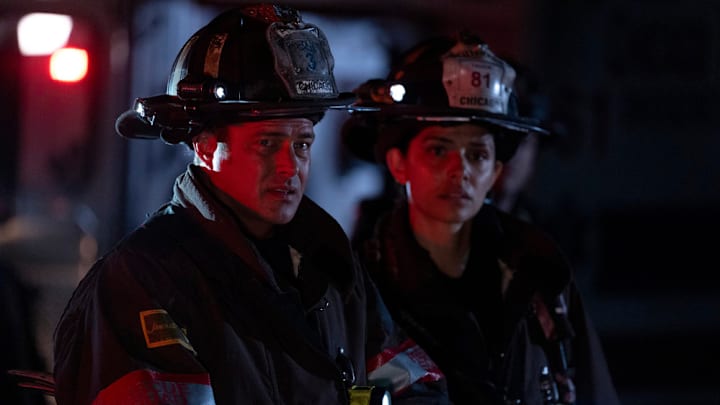 CHICAGO FIRE -- "Untouchable" Episode 13007 -- Pictured: (l-r) Taylor Kinney as Kelly Severide, Miranda Rae Mayo as Stella Kidd
