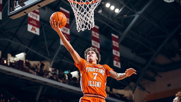 Illinois forward Will Riley (7) floats in a layup on his way to a game-high 27 points in the Illini's 95-74 win over Minnesota on Saturday at Williams Arena in Minneapolis. Illinois forward Will Riley (7) floats in a layup on his way to a game-high 27 points in the Illini's 95-74 win over Minnesota on Saturday at Williams Arena in Minneapolis.