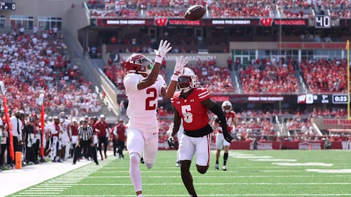 Alabama Wide Receiver Ryan Williams (2) catches the ball against Wisconsin at Camp Randall Stadium in Madison, Wisconsin on Saturday, Sep 14, 2024. Alabama Wide Receiver Ryan Williams (2) catches the ball against Wisconsin at Camp Randall Stadium in Madison, Wisconsin on Saturday, Sep 14, 2024.