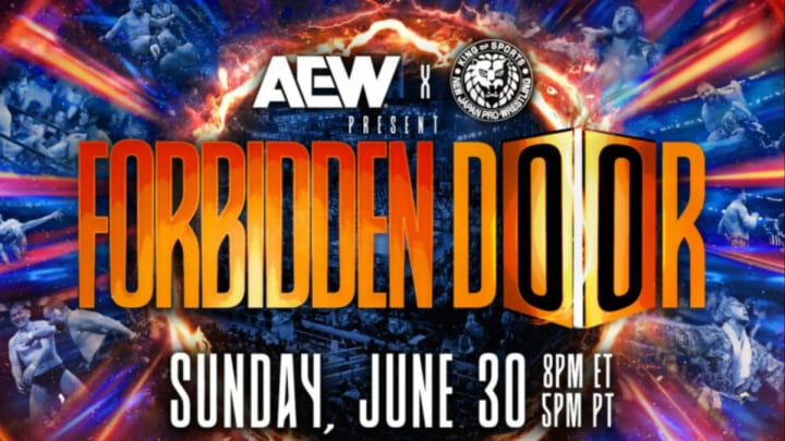 An official graphic for the AEW Forbidden Door 2024 PPV. An official graphic for the AEW Forbidden Door 2024 PPV.