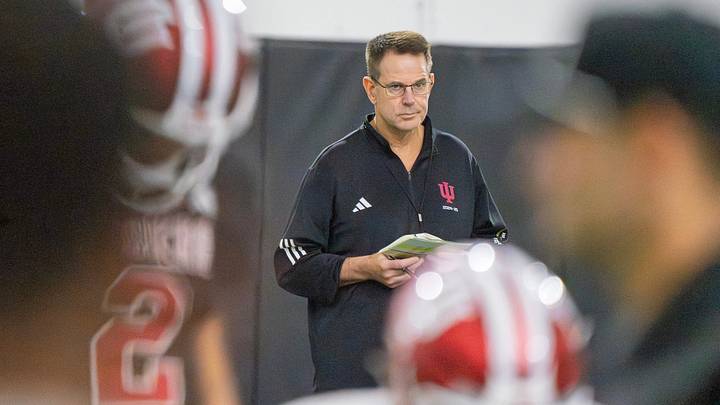Head Coach Curt Cignetti during Indiana University's football camp practice on Wednesday, Aug. 19, 2026.