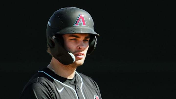 Arizona Diamondbacks prospect Jack Hurley during spring training workouts at Salt River Fields at Talking Stick near Scottsdale on Feb. 19, 2024.