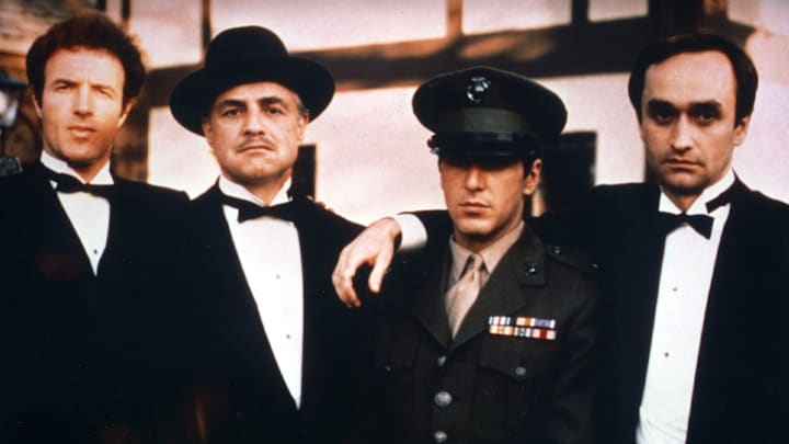 James Caan, Marlon Brando, Al Pacino, and John Cazale in 'The Godfather' (1972).