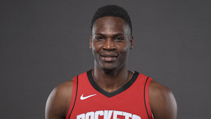 Sep 30, 2024; Houston, TX, USA; Houston Rockets center N'Faly Dante (3) during Houston Rockets media day. Mandatory Credit: Troy Taormina-Imagn Images