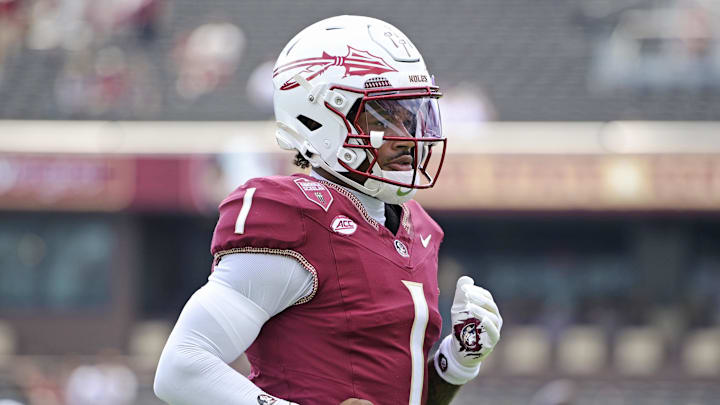 Sep 20, 2025; Tallahassee, Florida, USA; Florida State Seminoles quarterback Thomas Castellanos (0) warms up before the game against the Kent State Golden Flashes at Doak S. Campbell Stadium. Mandatory Credit: Melina Myers-Imagn Images Sep 20, 2025; Tallahassee, Florida, USA; Florida State Seminoles quarterback Thomas Castellanos (0) warms up before the game against the Kent State Golden Flashes at Doak S. Campbell Stadium. Mandatory Credit: Melina Myers-Imagn Images