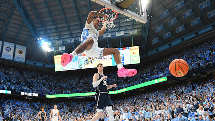 UNC basketball center Armando Bacot versus Duke UNC basketball center Armando Bacot versus Duke