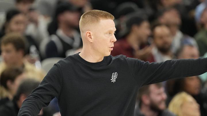 Dec 2, 2025; San Antonio, Texas, USA; San Antonio Spurs assistant head coach Sean Sweeney signals to players during the second half against the Memphis Grizzlies at Frost Bank Center. Mandatory Credit: Scott Wachter-Imagn Images Dec 2, 2025; San Antonio, Texas, USA; San Antonio Spurs assistant head coach Sean Sweeney signals to players during the second half against the Memphis Grizzlies at Frost Bank Center. Mandatory Credit: Scott Wachter-Imagn Images