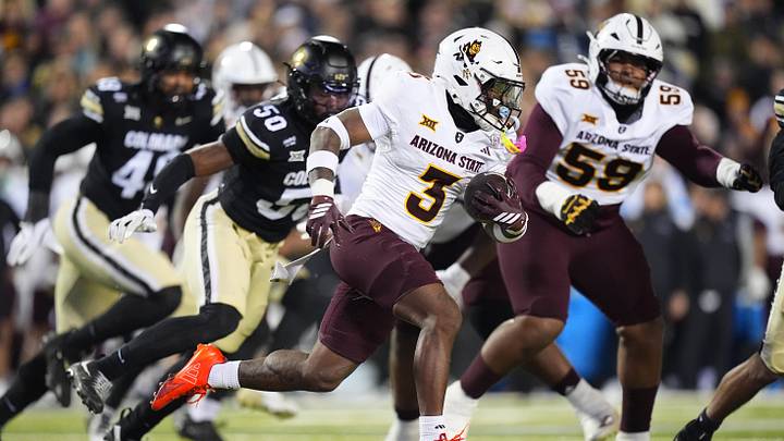 Nov 22, 2025; Boulder, Colorado, USA; Arizona State Sun Devils running back Raleek Brown (3) carries the ball in the first quarter against the Colorado Buffaloes at Folsom Field. Mandatory Credit: Ron Chenoy-Imagn Images Nov 22, 2025; Boulder, Colorado, USA; Arizona State Sun Devils running back Raleek Brown (3) carries the ball in the first quarter against the Colorado Buffaloes at Folsom Field. Mandatory Credit: Ron Chenoy-Imagn Images