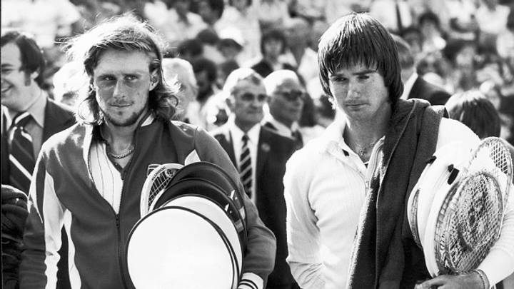 Borg y Connors durante la edición de Wimbledon de 1977.