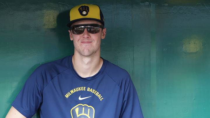 Sep 17, 2026; Pittsburgh, Pennsylvania, USA; Milwaukee Brewers pitcher Jacob Misiorowski (32) smiles in the dugout before the game against the Pittsburgh Pirates at PNC Park. Mandatory Credit: Charles LeClaire-Imagn Images Sep 17, 2026; Pittsburgh, Pennsylvania, USA; Milwaukee Brewers pitcher Jacob Misiorowski (32) smiles in the dugout before the game against the Pittsburgh Pirates at PNC Park. Mandatory Credit: Charles LeClaire-Imagn Images