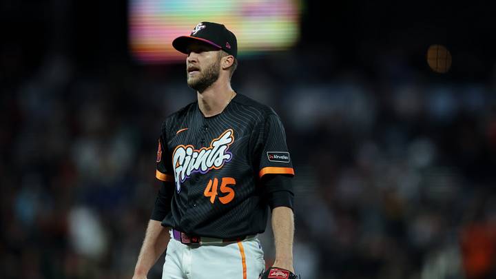 Jun 23, 2026; San Francisco, California, USA; San Francisco Giants pitcher Caleb Kilian (45) walks off the mound after the game against the Athletics at Oracle Park. Mandatory Credit: Sergio Estrada-Imagn Images
