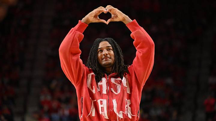 Dec 13, 2025; College Park, Maryland, USA; Maryland Terrapins quarterback Malik Washington announces his intention to return to the football program during a basketball game between Maryland and the Michigan Wolverines at Xfinity Center. Photo by Jamie Sabau Dec 13, 2025; College Park, Maryland, USA; Maryland Terrapins quarterback Malik Washington announces his intention to return to the football program during a basketball game between Maryland and the Michigan Wolverines at Xfinity Center. Photo by Jamie Sabau