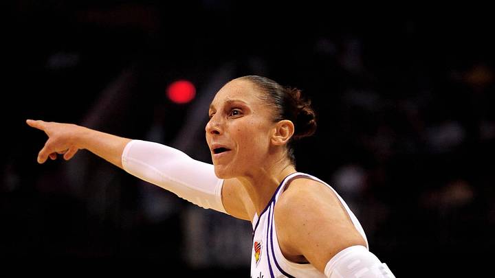 Aug 26, 2010; Phoenix, AZ, USA; Phoenix Mercury guard Diana Taurasi (3) reacts on the court while playing the San Antonio Silver Stars during the first half in game one of the western conference semi-finals in the 2010 WNBA playoffs at US Airways Center.  Mandatory Credit: Jennifer Stewart-Imagn Images