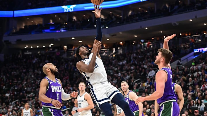 Apr 7, 2023; Milwaukee, Wisconsin, USA;  Memphis Grizzlies forward Jaren Jackson Jr. (13) takes a