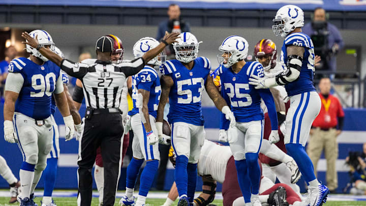 Oct 30, 2022; Indianapolis, Indiana, USA; Indianapolis Colts linebacker Shaquille Leonard (53)