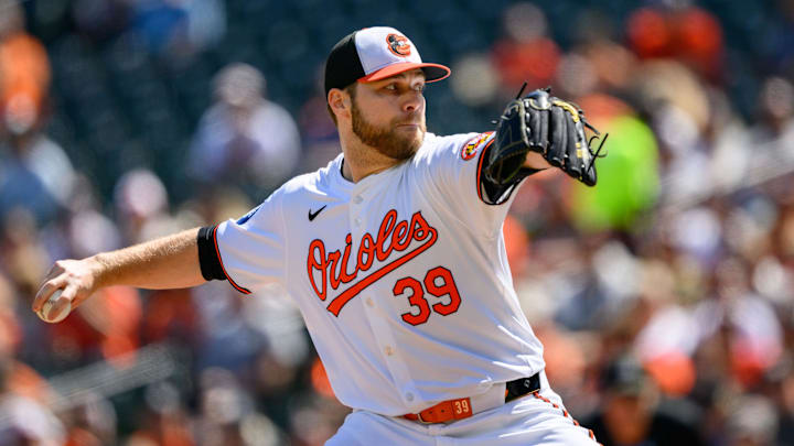 Sep 8, 2024; Baltimore, Maryland, USA; Baltimore Orioles pitcher Corbin Burnes (39) throws a pitch during the first inning against the Tampa Bay Rays at Oriole Park at Camden Yards. Mandatory Credit: Reggie Hildred-Imagn Images Sep 8, 2024; Baltimore, Maryland, USA; Baltimore Orioles pitcher Corbin Burnes (39) throws a pitch during the first inning against the Tampa Bay Rays at Oriole Park at Camden Yards. Mandatory Credit: Reggie Hildred-Imagn Images