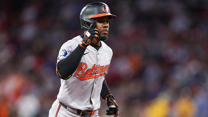 Sep 10, 2024; Boston, Massachusetts, USA; Baltimore Orioles center fielder Cedric Mullins (31) celebrates after hitting a two run home run during the third inning against the Boston Red Sox at Fenway Park.