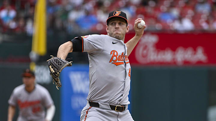 May 22, 2024; St. Louis, Missouri, USA; Baltimore Orioles starting pitcher John Means (47) pitches against the St. Louis Cardinals at Busch Stadium. Mandatory Credit: Jeff Curry-Imagn Images May 22, 2024; St. Louis, Missouri, USA; Baltimore Orioles starting pitcher John Means (47) pitches against the St. Louis Cardinals at Busch Stadium. Mandatory Credit: Jeff Curry-Imagn Images