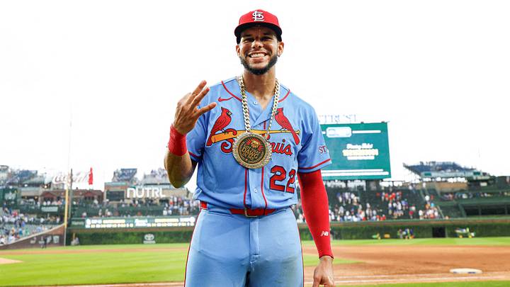 Aug 15, 2026; Chicago, Illinois, USA; St. Louis Cardinals left fielder Joshua Baez (22) celebrates after a baseball game against the Chicago Cubs at Wrigley Field. Mandatory Credit: Kamil Krzaczynski-Imagn Images TPX IMAGES OF THE DAY Aug 15, 2026; Chicago, Illinois, USA; St. Louis Cardinals left fielder Joshua Baez (22) celebrates after a baseball game against the Chicago Cubs at Wrigley Field. Mandatory Credit: Kamil Krzaczynski-Imagn Images TPX IMAGES OF THE DAY