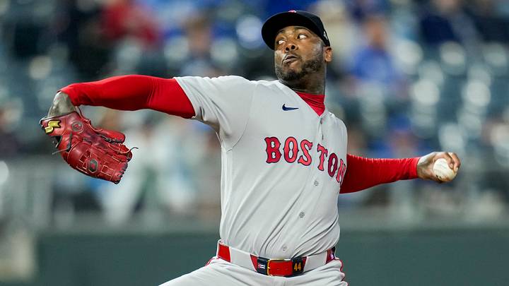 May 20, 2026; Kansas City, Missouri, USA; Boston Red Sox relief pitcher Aroldis Chapman (44) pitches during the ninth inning against the Kansas City Royals at Kauffman Stadium. Mandatory Credit: Jay Biggerstaff-Imagn Images May 20, 2026; Kansas City, Missouri, USA; Boston Red Sox relief pitcher Aroldis Chapman (44) pitches during the ninth inning against the Kansas City Royals at Kauffman Stadium. Mandatory Credit: Jay Biggerstaff-Imagn Images