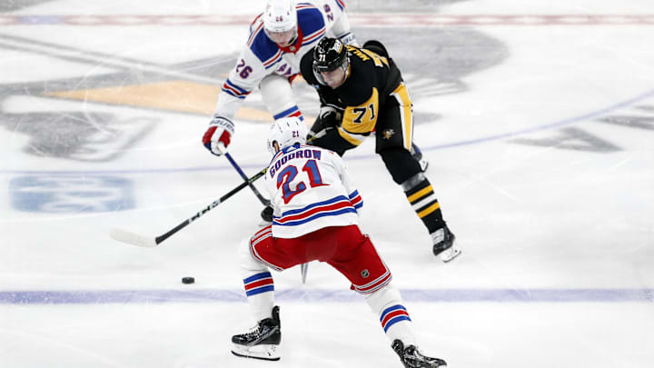 Nov 22, 2023; Pittsburgh, Pennsylvania, USA; Pittsburgh Penguins center Evgeni Malkin (71) moves the