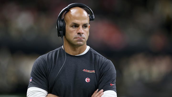 Dec 8, 2019; New Orleans, LA, USA; San Francisco 49ers defensive coordinator Robert Saleh before their game against the New Orleans Saints at the Mercedes-Benz Superdome. Mandatory Credit: Chuck Cook-Imagn Images Dec 8, 2019; New Orleans, LA, USA; San Francisco 49ers defensive coordinator Robert Saleh before their game against the New Orleans Saints at the Mercedes-Benz Superdome. Mandatory Credit: Chuck Cook-Imagn Images