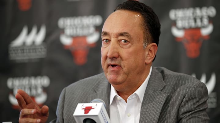 Jun 2, 2015; Chicago, IL, USA; Chicago Bulls General Manager Gar Forman speaks during a press conference at Advocate Center. Mandatory Credit: Kamil Krzaczynski-Imagn Images