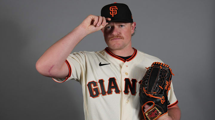 San Francisco Giants pitcher Logan Webb poses for a photo in his uniform