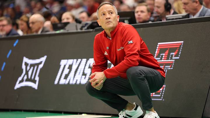 Mar 20, 2026; Tampa, FL, USA; Texas Tech Red Raiders head coach Grant McCasland in the second half against the Akron Zips during a first round game of the men's 2026 NCAA Tournament at Benchmark International Arena. Mandatory Credit: Nathan Ray Seebeck-Imagn Images