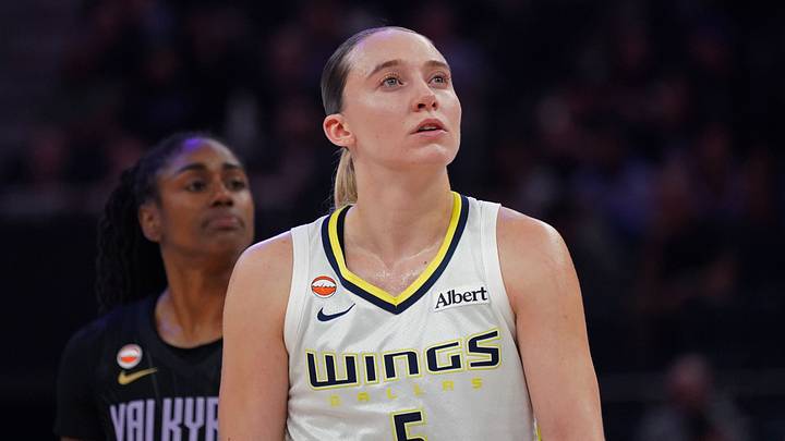 Aug 17, 2026; San Francisco, California, USA; Dallas Wings guard Paige Bueckers (5) waits for play to resume against the Golden State Valkyries in the third quarter at Chase Center. Mandatory Credit: David Gonzales-Imagn Images Aug 17, 2026; San Francisco, California, USA; Dallas Wings guard Paige Bueckers (5) waits for play to resume against the Golden State Valkyries in the third quarter at Chase Center. Mandatory Credit: David Gonzales-Imagn Images
