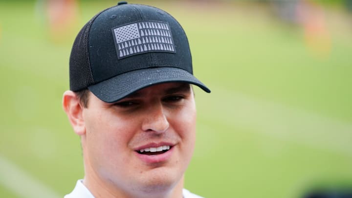 Cincinnati Bengals Trey Hendrickson speaks at a press conference after practice.