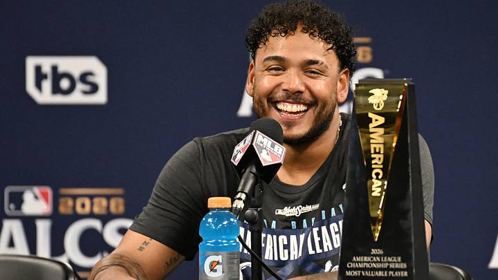 Oct 19, 2026; St. Petersburg, Florida, USA; Tampa Bay Rays pitcher Freddy Peralta (51) speaks in a press conference after defeating the Cleveland Guardians in game six of the ALCS for the 2026 MLB Playoffs at Tropicana Field. Mandatory Credit: Jonathan Dyer-Imagn Images Oct 19, 2026; St. Petersburg, Florida, USA; Tampa Bay Rays pitcher Freddy Peralta (51) speaks in a press conference after defeating the Cleveland Guardians in game six of the ALCS for the 2026 MLB Playoffs at Tropicana Field. Mandatory Credit: Jonathan Dyer-Imagn Images