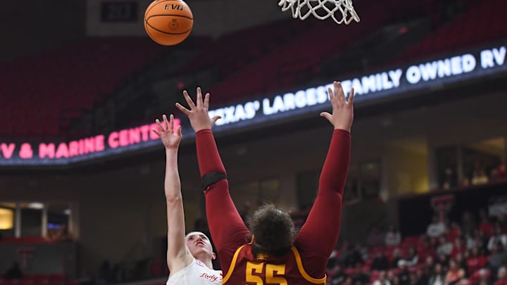 Texas Tech's Bailey Maupin shoots against Iowa State in a Big 12 women's basketball game Wednesday, Jan. 28, 2026, at United Supermarkets Arena. Texas Tech's Bailey Maupin shoots against Iowa State in a Big 12 women's basketball game Wednesday, Jan. 28, 2026, at United Supermarkets Arena.