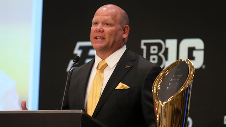 Purdue head coach Barry Odom speaks to the media