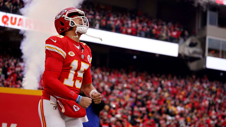 Kansas City Chiefs quarterback Patrick Mahomes (15) in introduced prior a Week 17 NFL football game