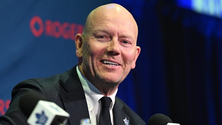 May 4, 2026; Toronto, Ontario, CANADA;  Toronto Maple Leafs senior executive advisor Mats Sundin speaks to the media at an introductory news conference at Real Sports Bar and Grill. Mandatory Credit: Dan Hamilton-Imagn Images