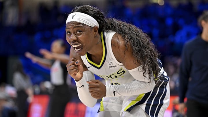 Aug 8, 2025; Arlington, Texas, USA; Dallas Wings guard Arike Ogunbowale (24) in action during the game between the Dallas Wings and the New York Liberty at College Park Center. Mandatory Credit: Jerome Miron-Imagn Images Aug 8, 2025; Arlington, Texas, USA; Dallas Wings guard Arike Ogunbowale (24) in action during the game between the Dallas Wings and the New York Liberty at College Park Center. Mandatory Credit: Jerome Miron-Imagn Images