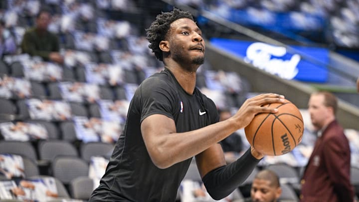 Mar 13, 2023; Dallas, Texas, USA; Memphis Grizzlies forward Jaren Jackson Jr. (13) warms up before the game between the Dallas Mavericks and the Memphis Grizzlies at the American Airlines Center. Mandatory Credit: Jerome Miron-Imagn Images