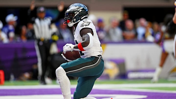 Oct 19, 2025; Minneapolis, Minnesota, USA; Philadelphia Eagles wide receiver A.J. Brown (11) celebrates a touchdown during the second half against the Minnesota Vikings at U.S. Bank Stadium. Mandatory Credit: Jeffrey Becker-Imagn Images Oct 19, 2025; Minneapolis, Minnesota, USA; Philadelphia Eagles wide receiver A.J. Brown (11) celebrates a touchdown during the second half against the Minnesota Vikings at U.S. Bank Stadium. Mandatory Credit: Jeffrey Becker-Imagn Images