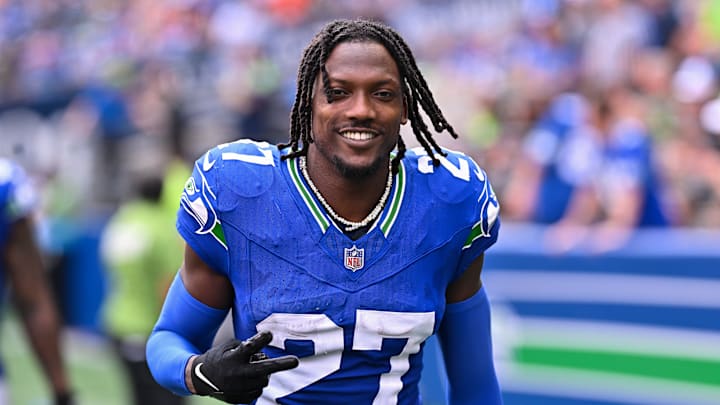 Riq Woolen of the Seattle Seahawks